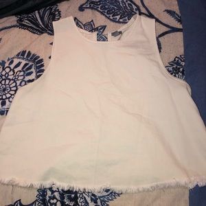 American Eagle White Denim Tank Slit Detail